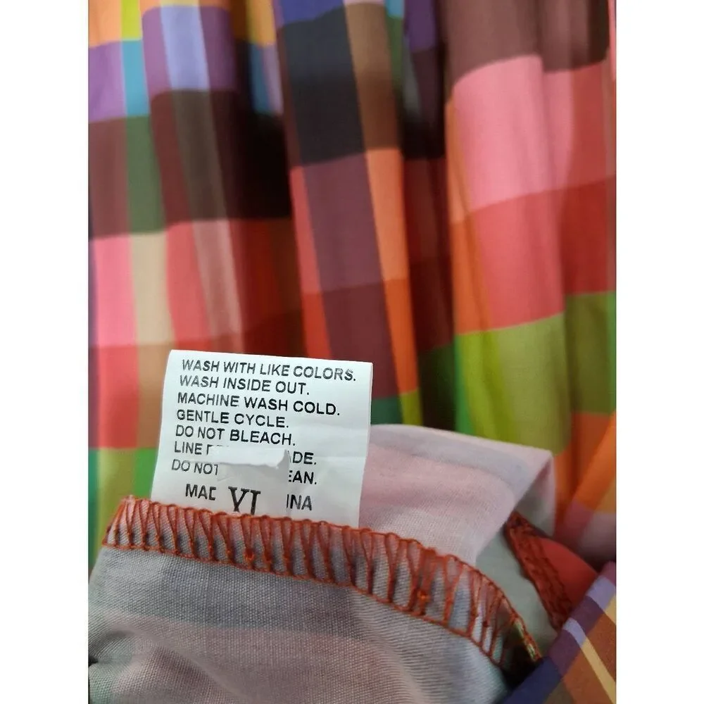 Womens large psychedelic handmade long maxi skirt orange green with pockets